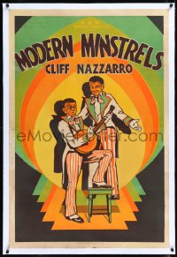 1h1223 MODERN MINSTRELS linen Woolever Press 1sh 1930 art of Cliff Nazarro in blackface w/banjo, rare!