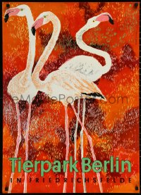 1h0567 TIERPARK BERLIN 23x33 East German special poster 1972 cool Ursula Franke art of flamingos!