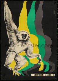 1h0559 TIERPARK BERLIN 23x32 East German special poster 1973 art of gibbon by Bengs, ultra rare!