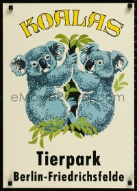 1h0556 TIERPARK BERLIN 17x24 East German special poster 1980s wonderful art of koalas, ultra rare!
