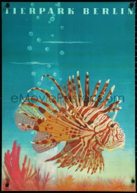 1h0557 TIERPARK BERLIN 23x32 East German special poster 1964 art of lionfish by Naumann, ultra rare!