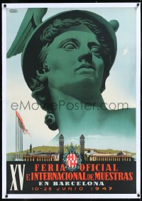 1h0736 XV FERIA OFICIAL E INTERNACIONAL DE MUESTRAS linen 27x39 Spanish special poster 1947 Crisol art