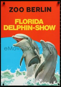 1h0550 ZOO BERLIN 17x24 German special poster 1970s great art of dolphins performing at show, rare!