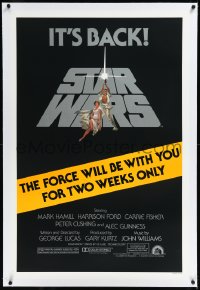 1h1357 STAR WARS linen studio style 1sh R1981 The Force Will Be With You For Two Weeks Only!