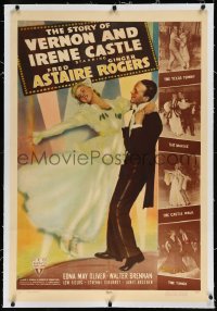 1h1363 STORY OF VERNON & IRENE CASTLE linen B 1sh 1939 art of Fred Astaire & Ginger Rogers dancing!