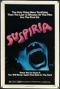 1h1372 SUSPIRIA linen 1sh 1977 classic Dario Argento horror, cool close up screaming mouth image!