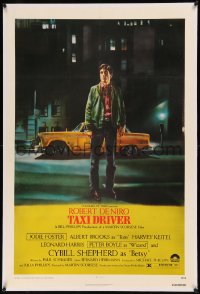 1h1376 TAXI DRIVER linen 1sh 1976 great Peellaert art of Robert De Niro, Martin Scorsese classic!