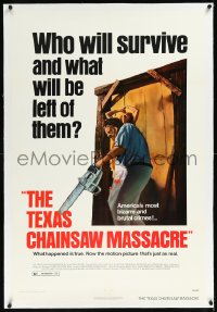 1h1382 TEXAS CHAINSAW MASSACRE linen 1sh 1974 Tobe Hooper cult classic slasher horror!