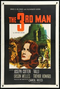 1h1389 THIRD MAN linen 1sh 1949 great art of Orson Welles, Cotten & Valli, classic film noir, rare!