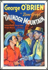 1h1396 THUNDER MOUNTAIN linen 1sh 1935 great art of George O'Brien & cowboys, Zane Grey, ultra rare!