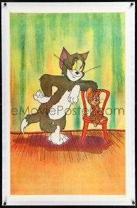 1h1402 TOM & JERRY linen 1sh 1950s great full-color image with the cat & mouse posing by chair!