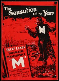 1h0360 M English trade ad 1932 Fritz Lang's masterpiece, completely different art, ultra rare!