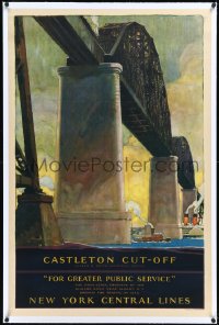 1h0671 NEW YORK CENTRAL RAILROAD linen 27x41 travel poster 1925 art of the Castleton Cut-Off, rare!