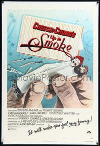 1h1412 UP IN SMOKE linen B 1sh 1978 Cheech & Chong, it will make you feel funny, revised tagline!