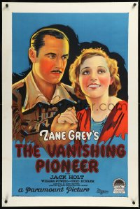 1h1415 VANISHING PIONEER linen style B 1sh 1928 Zane Grey's story of noble ranchers & evil townsfolk!