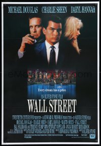 1h1421 WALL STREET linen int'l 1sh 1987 Michael Douglas, Charlie Sheen, Daryl Hannah, Oliver Stone!