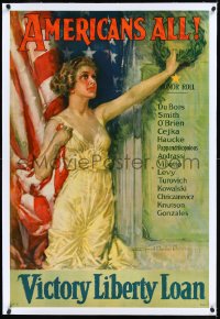 1h0680 AMERICANS ALL linen 27x40 WWI war poster 1919 wonderful Howard Chandler Christy patriotic art!