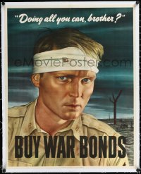 1h0701 DOING ALL YOU CAN BROTHER linen 22x28 WWII war poster 1943 Sloan art of wounded soldier!
