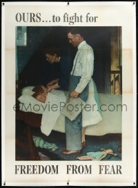 1h0026 FREEDOM FROM FEAR linen 40x56 WWII war poster 1943 great Norman Rockwell Four Freedoms art!