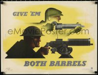 1h0417 GIVE 'EM BOTH BARRELS 15x20 WWII war poster 1941 Jean Carlu art of riveter & soldier, rare!