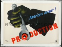 1h0028 PRODUCTION AMERICA'S ANSWER linen 30x40 WWII war poster 1941 Jean Carlu art of wrench, rare!