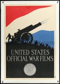 1h0692 UNITED STATES OFFICIAL WAR FILMS linen 28x41 WWI war poster 1918 Kerr art of canon & soldiers!