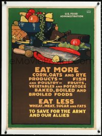 1h0691 U.S. FOOD ADMINISTRATION linen 21x29 WWI war poster 1917 save food for Army & allies, rare!
