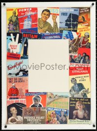 1h0713 WORLD WAR II STOCK POSTER linen 20x28 WWII war poster 1940s cool montage of war posters, rare!
