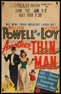 1h0381 ANOTHER THIN MAN WC 1939 art of William Powell & Myrna Loy with Nick Jr. & Asta too, rare!