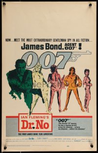 1h0383 DR. NO WC 1963 Sean Connery as extraordinary gentleman spy James Bond, Caroff & Hooks art!