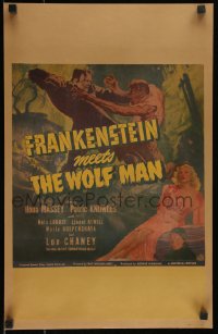 1h0385 FRANKENSTEIN MEETS THE WOLF MAN WC 1943 art of Bela Lugosi & Lon Chaney Jr. + Ilona Massey!
