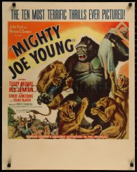 1h0399 MIGHTY JOE YOUNG style B jumbo WC 1949 first Harryhausen, art of ape vs lions, very rare!