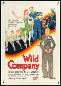 1h1438 WILD COMPANY linen 1sh 1930 art of Albertson, Warner & Lynn, Leo McCarey directed, ultra rare!