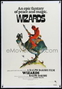 1h1440 WIZARDS linen int'l 1sh 1977 Ralph Bakshi directed animation, fantasy art by William Stout!