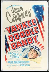 1h1450 YANKEE DOODLE DANDY linen 1sh 1942 James Cagney classic patriotic biography of George M. Cohan!