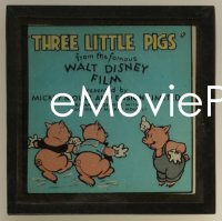 1h0408 THREE LITTLE PIGS set of 24 English glass slides 1933 Walt Disney, w/ the original box, rare!
