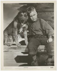 1j1548 SHANE 8x10.25 still 1951 best portrait of Brandon De Wilde with his dog, George Stevens!