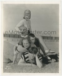 1j1566 THREE LITTLE PIGSKINS 8.25x10 still 1934 Stooges Moe, Larry & Curly with female footballer!