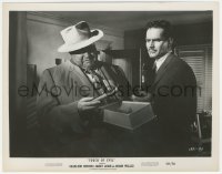 1j1569 TOUCH OF EVIL 8x10.25 still 1958 close up of star/director Orson Welles with Charlton Heston!