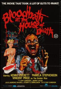 1j0328 BLOODBATH AT THE HOUSE OF DEATH Aust 1sh 1984 Vincent Price, wacky sexy horror art!
