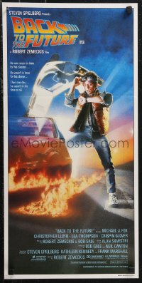 1j0785 BACK TO THE FUTURE Aust daybill 1985 art of Michael J. Fox & Delorean by Drew Struzan!