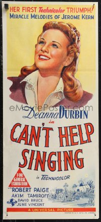 1j0793 CAN'T HELP SINGING Aust daybill 1945 Deanna Durbin in her 1st Technicolor triumph, very rare!