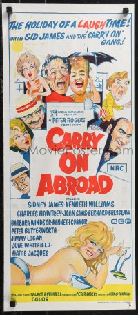 1j0796 CARRY ON ABROAD Aust daybill 1972 Sidney James, Williams, sexy completely different art!
