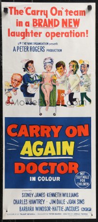 1j0797 CARRY ON AGAIN DOCTOR Aust daybill 1974 Sidney James, sexy & completely different art!