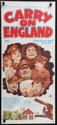 1j0799 CARRY ON ENGLAND Aust daybill 1976 the biggest bang of the war, wacky military comedy!