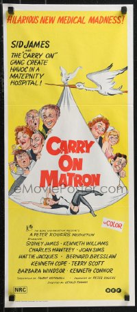 1j0801 CARRY ON MATRON Aust daybill 1972 English sex, hilarious new medical madness, wacky art!
