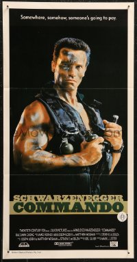 1j0808 COMMANDO Aust daybill 1985 Arnold Schwarzenegger is going to make someone pay!
