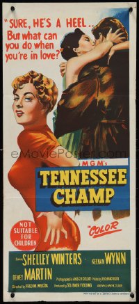 1j0861 TENNESSEE CHAMP Aust daybill 1954 different art of sexy Bombshell Shelley Winters, rare!