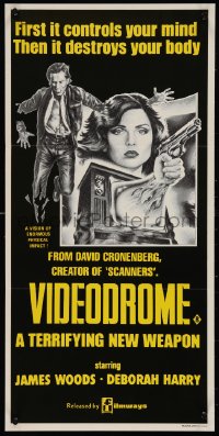 1j0865 VIDEODROME Aust daybill 1984 David Cronenberg, different art of Debbie Harry by Melki!