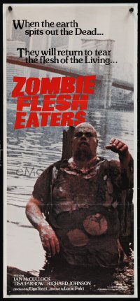 1j0869 ZOMBIE Aust daybill 1980 Lucio Fulci's Zombi 2, zombie horde heading to city!